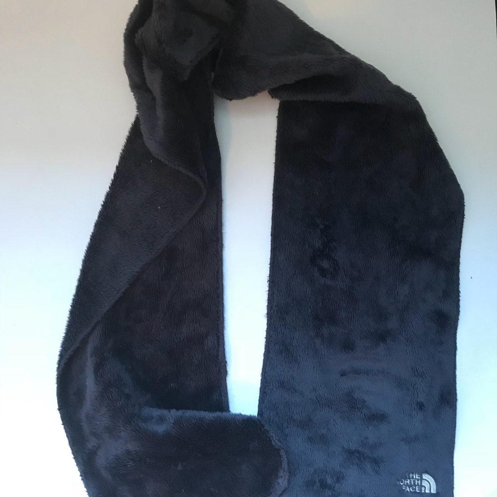 Purple furry North Face scarf